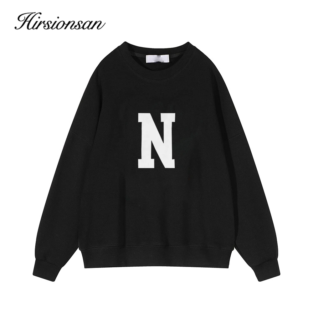 히르시온산 O넥 플리스 'N' 레터 인스 스웨트셔츠 여성용 2025 가을 신상품