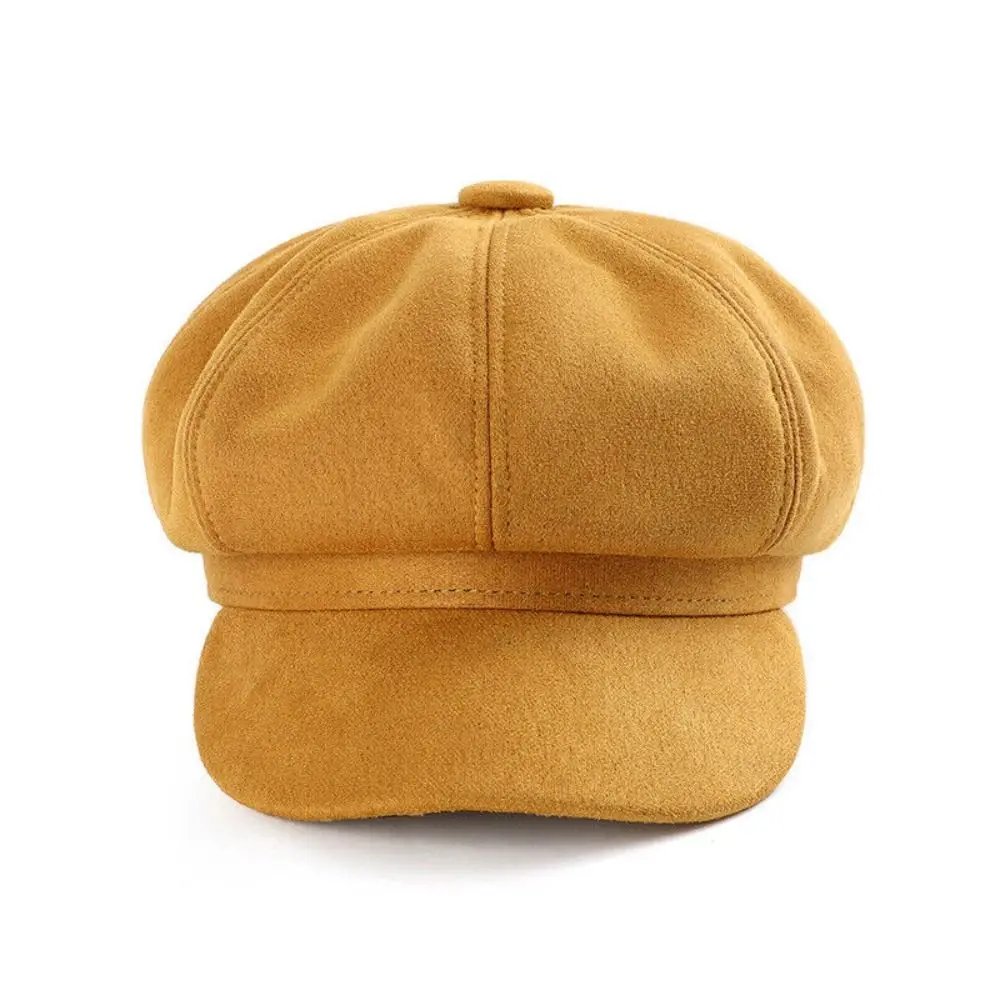 Casual Suede Fabric Hats & Caps Solid Color Adjustable Baker Cap Newsboy Hat Berets Beret Hat