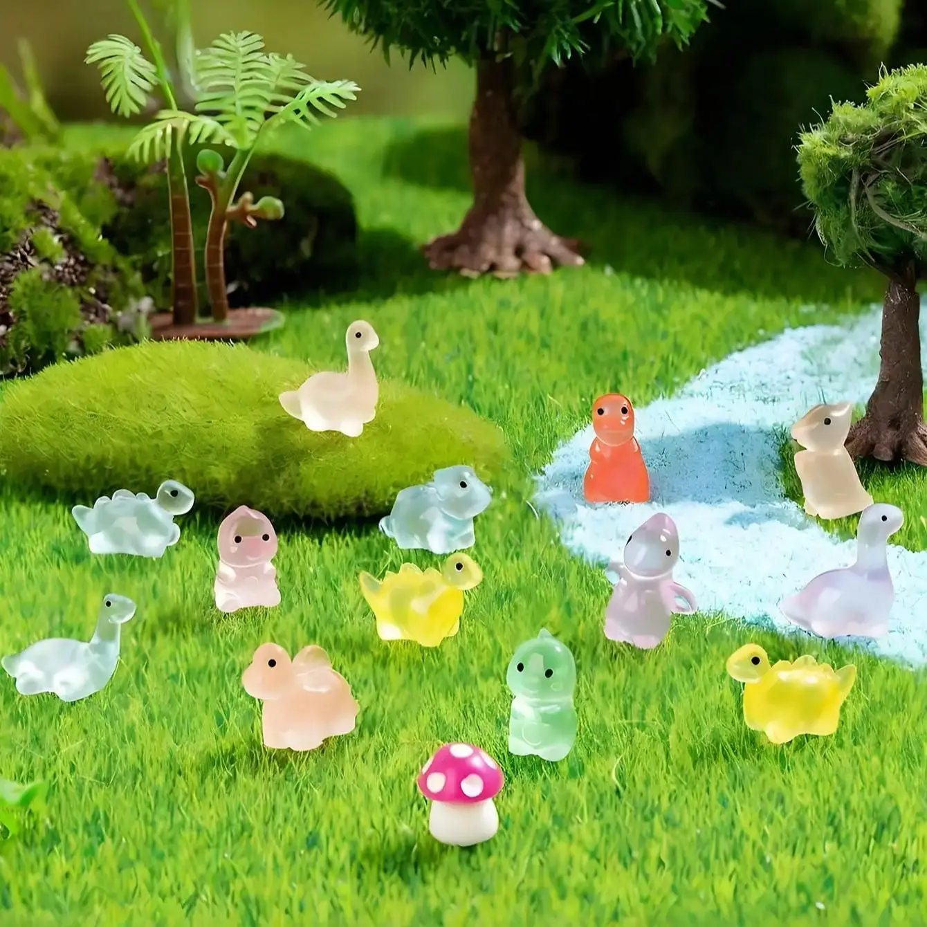 توهج في الظلام تماثيل الديناصور 10/20 قطعة مضيئة صغيرة الراتنج لعب لعيد الميلاد الجنية حديقة ديكور هدية #3