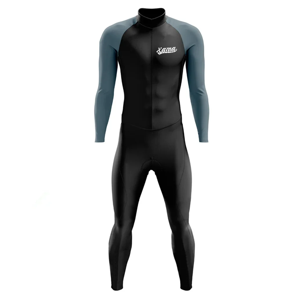 XAMA men\'s Tight Cycling Jumpsuit Long Sleeve Trousers Bicycle Jersey Sets Riding Racing Skinsuit MTB Roadbike Suit