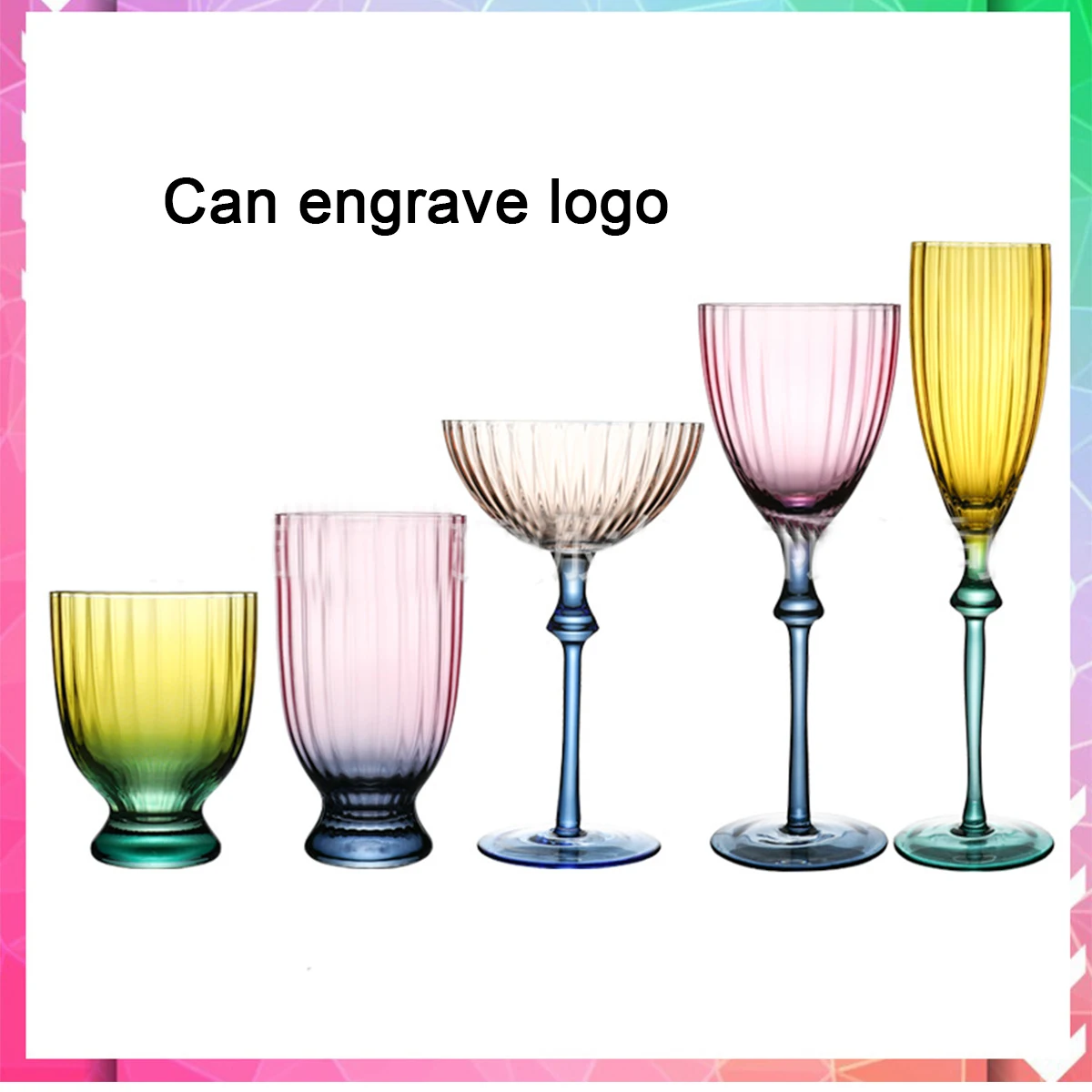 (Can Engrave Logo) 335/475/330/365/255ML Colored Crystal Glass Goblets, Home Red Wine Cup, Restaurant Champagne Glass