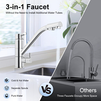 3-in-1 Kitchen Faucet Hot Cold Pure Water Brass Deck Mount 360° Swivel Spout for Home Sink
