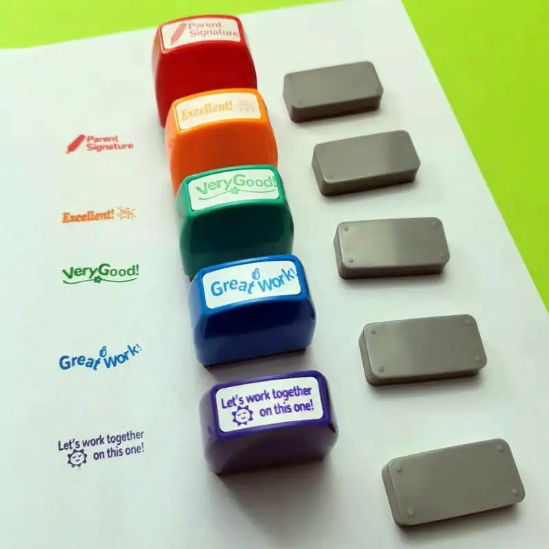 5 Pcs Self Inking Teacher Feedback Stamps With Encouraging Phrases For Classroom Grading Homeschool Homework Review