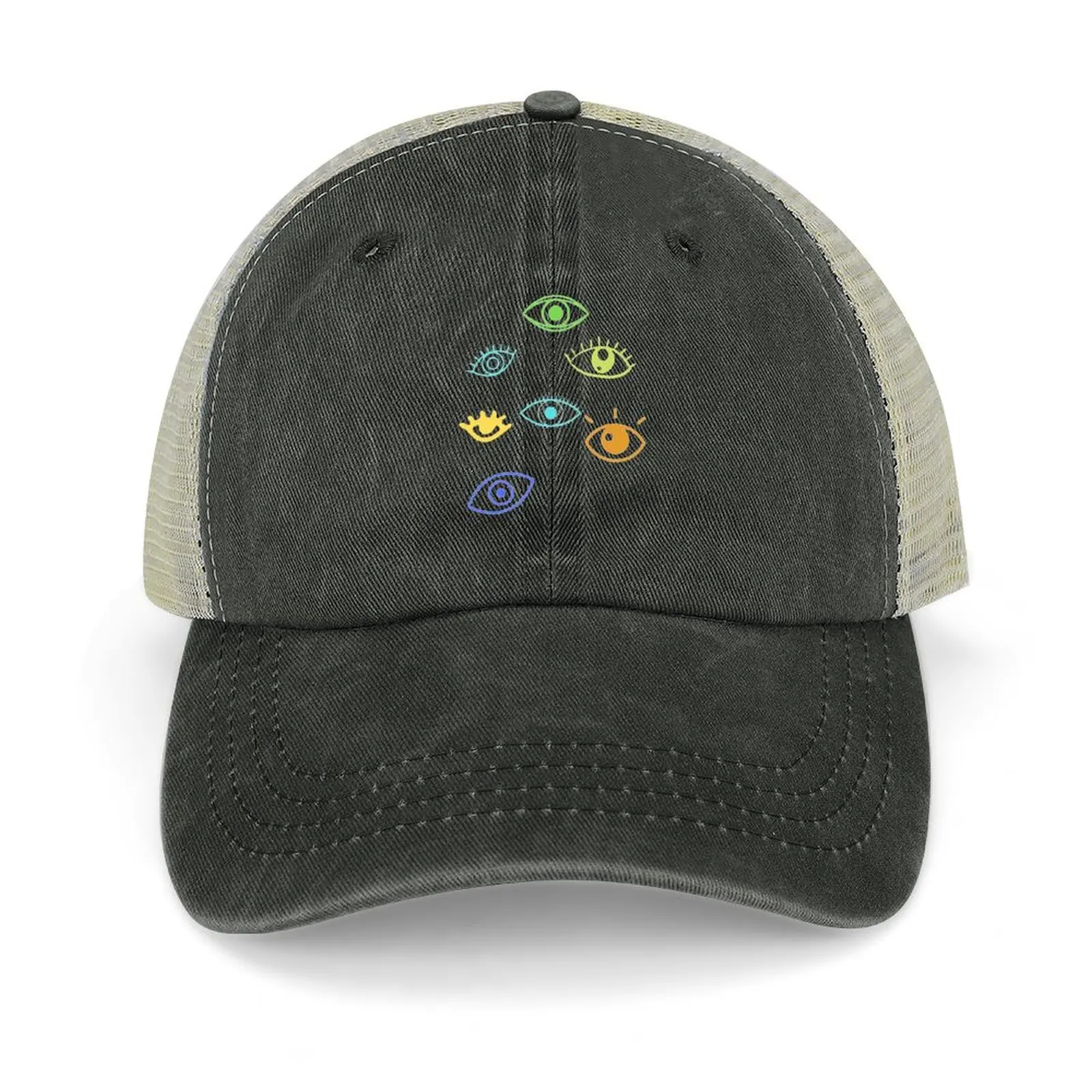 

green and Blue and yellow Eyes watching you spooky Mask Baseball Cap sun caps beach hat golf hat genuine Men Caps Women's