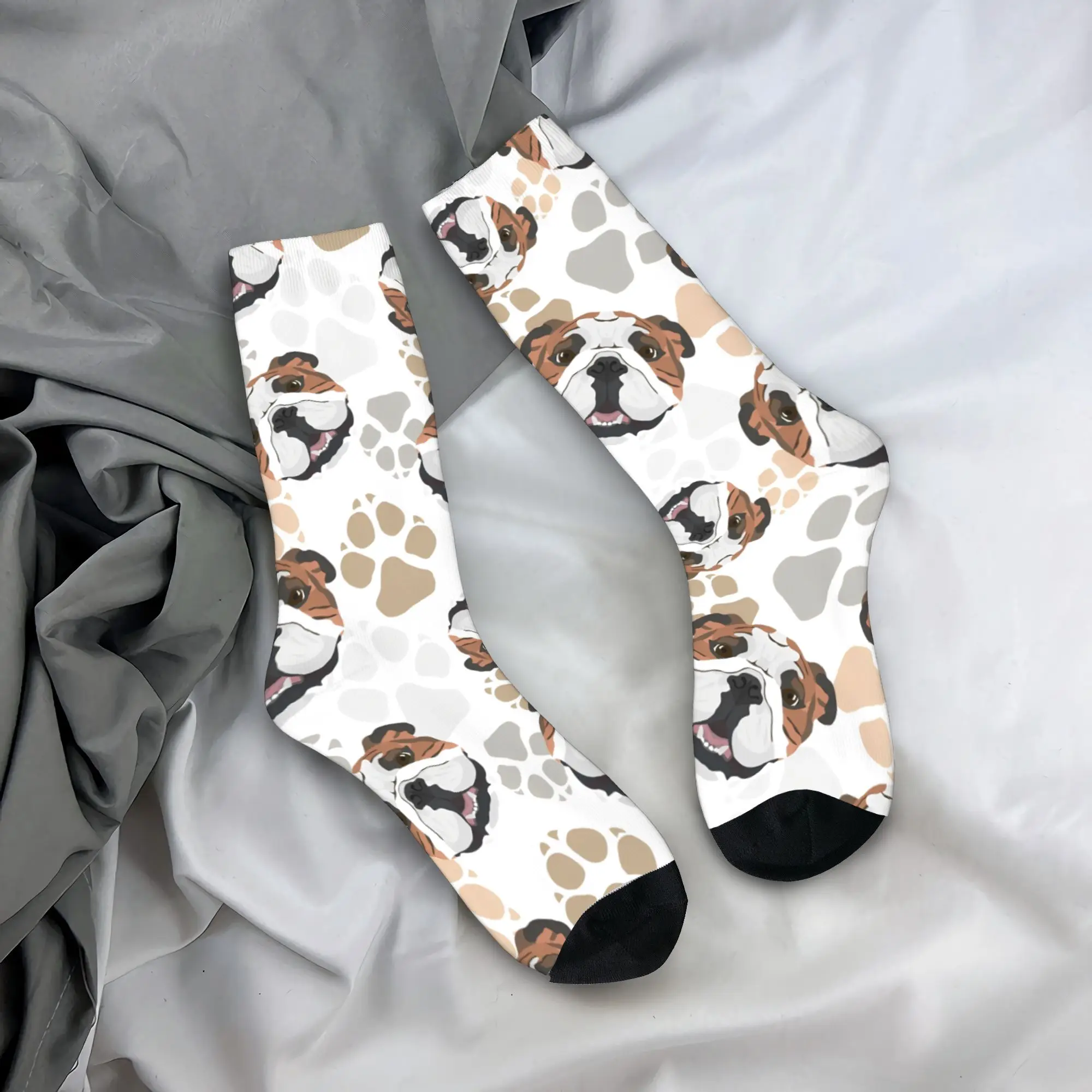 

Носки с забавным бульдогом (2), модные чулки для женщин и мужчин, мягкие велосипедные носки, осенние нескользящие носки с графическим рисунком