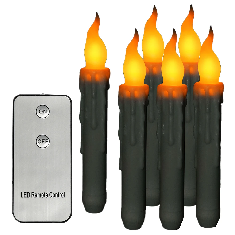 6Pcs Led Electric Candles Lamp With Remote Control 3D Led Battery Candles Light For Christmas Flameless Taper Candles Light