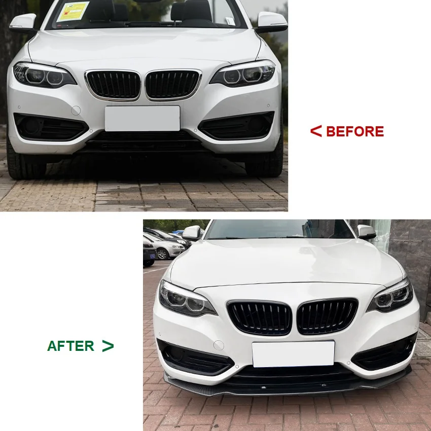 3Pcs Car Front Bumper Spoiler Lip For BMW F22 220i 225i 228i 2014-2019 Front Bumper Spoiler Lip Splitter Bumper Canard Lip