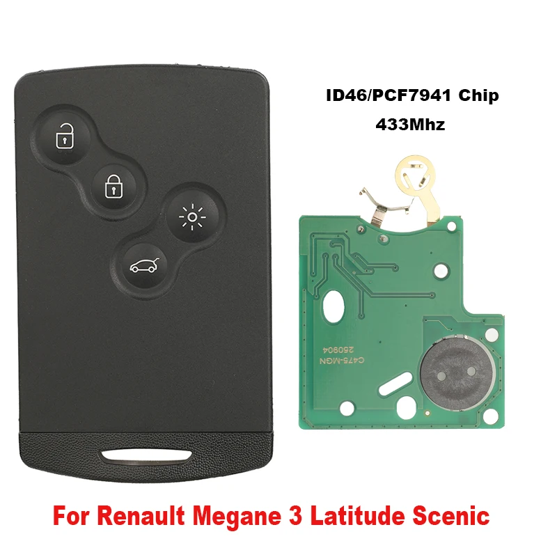 

Jingyuqin дистанционный ключ от автомобиля для Renault Megane 3 Latitude Scenic без ключа Go Va2 Blade ID46/PCF7941 чип управления 433 МГц