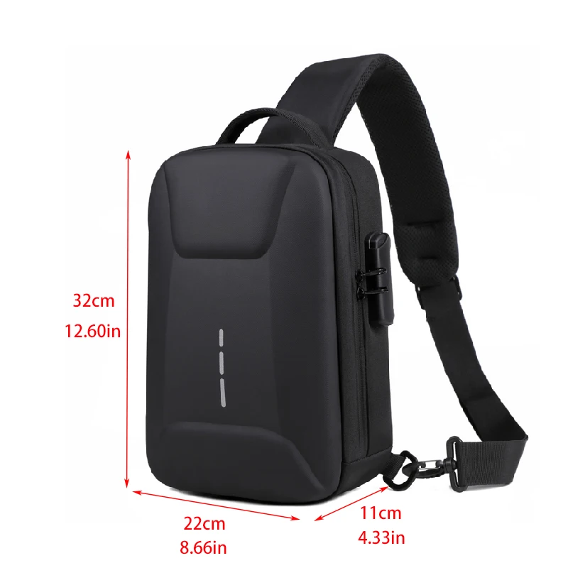 Waterproof Crossbody Bag Fashion Anti-theft Combination Lock Chest Packs With USB Charging Port Travel Storage Shoulder Bag Male