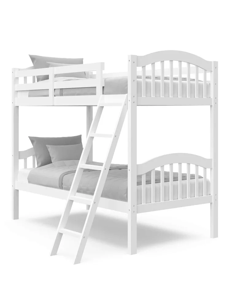 Long Horn Twin-Over-Twin Bunk Bed (White) - GREENGUARD Gold Certified, Converts to 2 individual twin beds