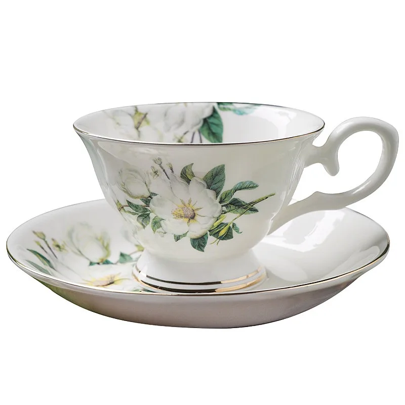 Premium Bone China European Style Coffee Cup Saucer Set Creative Gift Souvenir Water Mug Porcelain Home Drinkware Collection Set