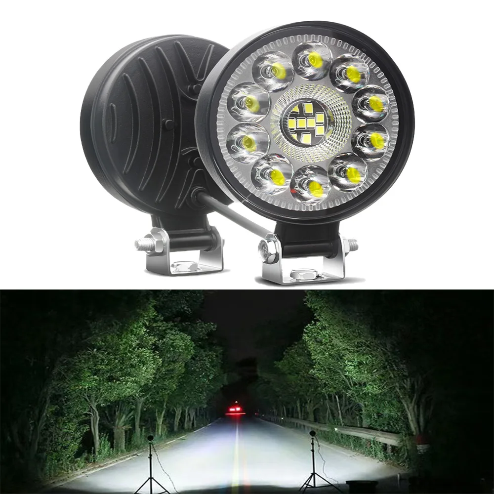 

3''Round 21LED Floodlight Auxiliary Light Flood Fog Lamp 12v 24v Bar Off-road Vehicle Modification Light 4x4 Accessories