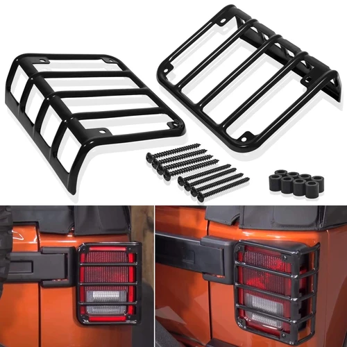 Imagen 1 del producto Protector de luz trasera, cubierta de lámpara de luz trasera, Protector de marco de repuesto para Jp JK Wrangler 07-16, accesorios para coche, 1 par