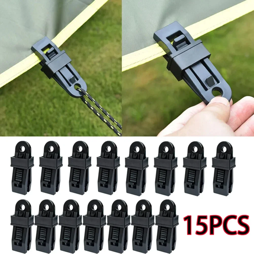 

15Pcs Tent Canopy Clip Tarpaulin Holder Fixed clip Outdoor Camping Tents Hook Wind Rope Clamp Awning Climbing Hiking Accessories