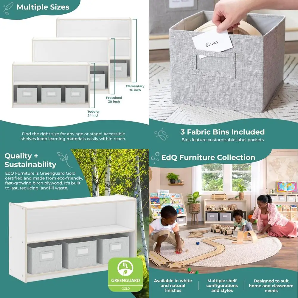 

Белый открытый стеллаж с 3 тканевыми корзинами: органайзер для дома, школы и офиса