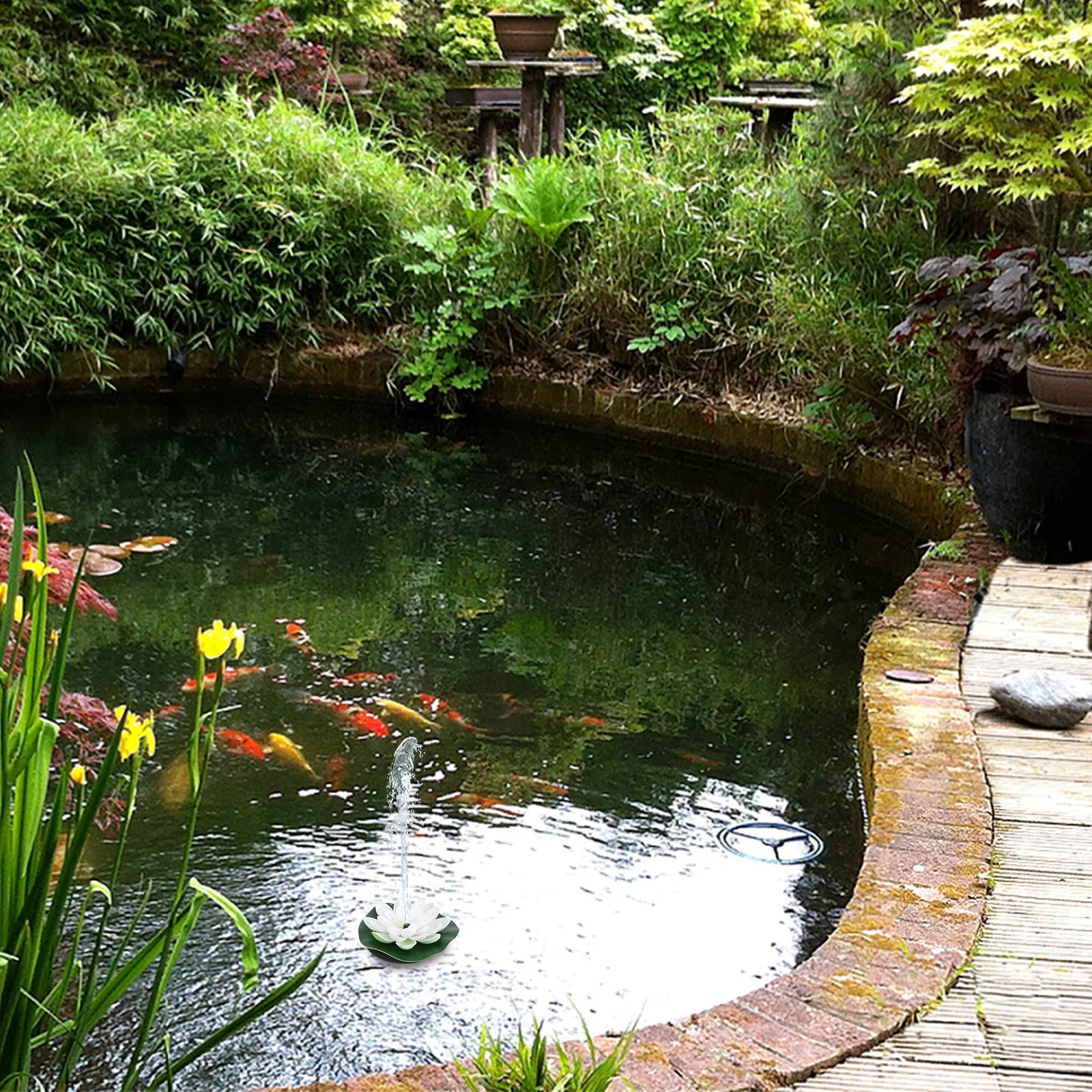 

1pc Solar Powered Lotus Fountain White 30-60Cm Adjustable Floating Water Pump For Fish Tank Garden Pond Decor Aquarium Outdoor