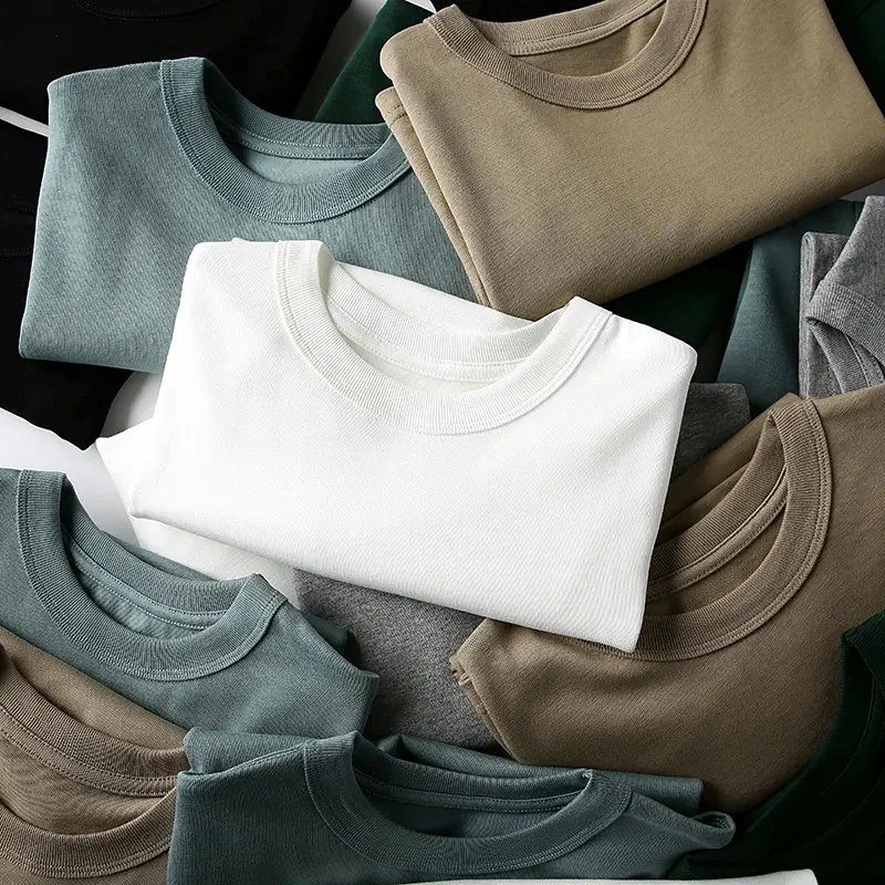 Heavyweight 300G Combed Cotton Short Sleeve T-Shirt Breathable Comfortable Couple Top Fashionable Urban Style round Neck Pure...