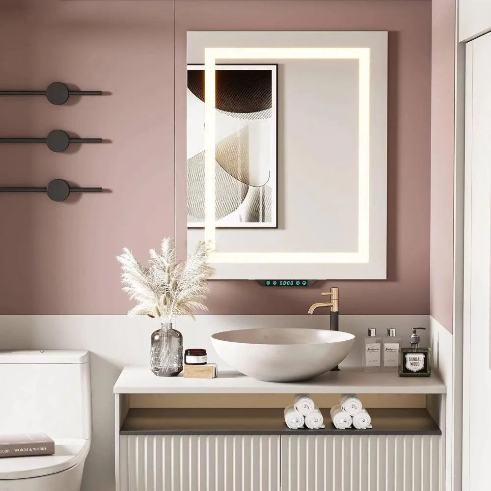 

Tech Drive Bathroom Mirror with led Lights, Bathroom Vanity Mirror 24x30inch with Bluetooth Speakers and Phone Call, Touch-Free