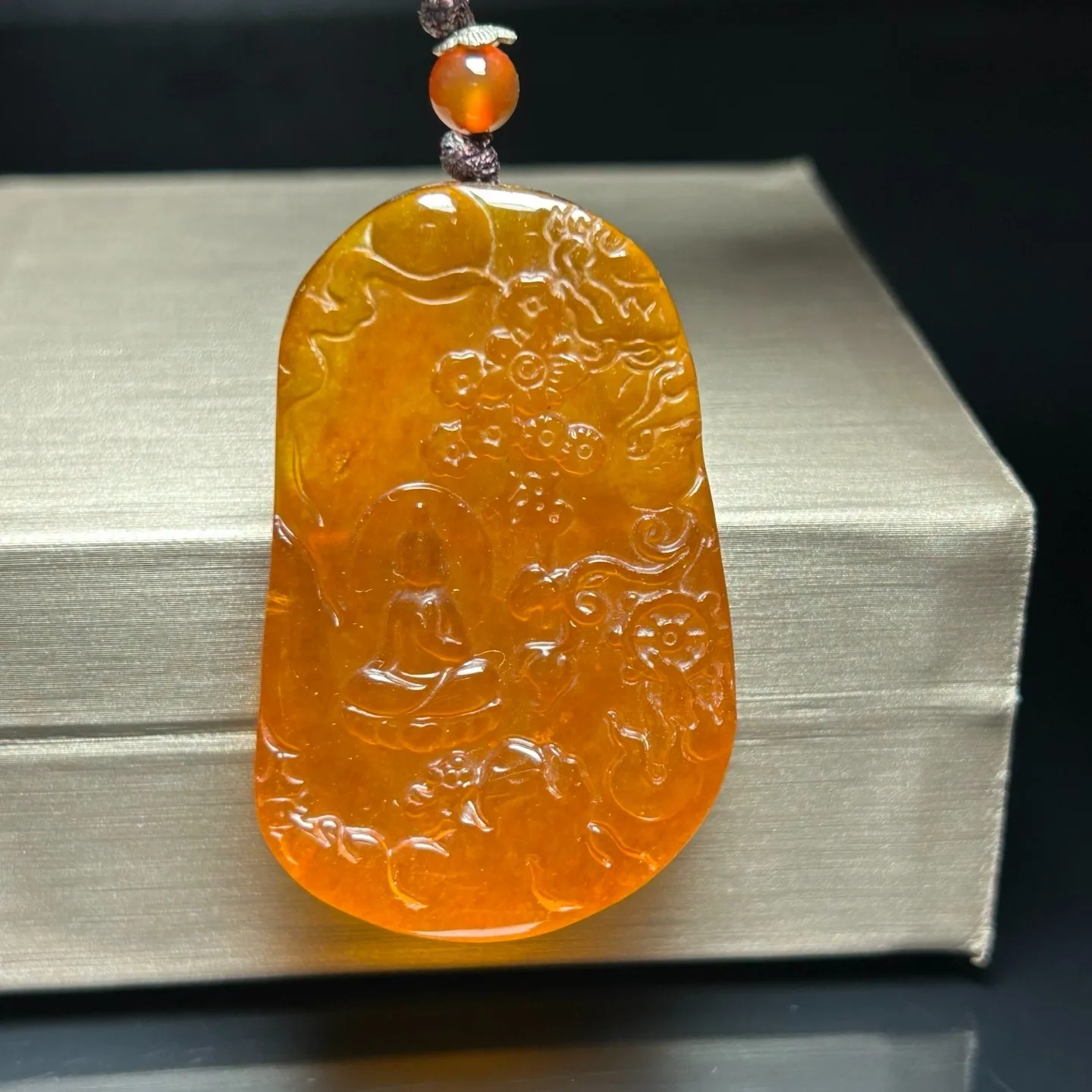 Nature ice yellow Burmese Jade Jadeite Carved Buddha lucky Pendant&Necklaces