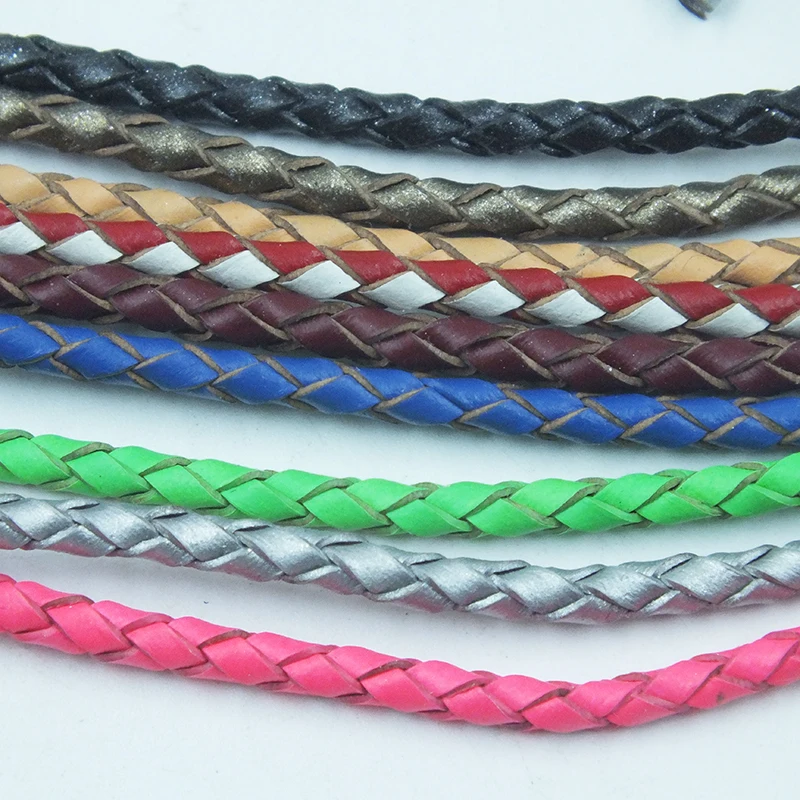 

wholesale !! Bulk 50m/lot 3mm 100% genuine leather rope braided leather cord Jewelry accessories