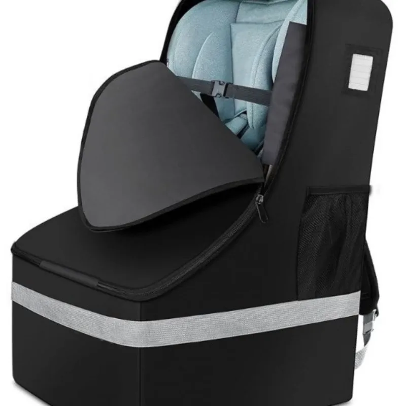 Mochila de viaje para asiento de coche, diseño de mochila acolchada de ajuste Universal para asientos de coche infantiles/reforadores, viajes familiares, duradera y plegable