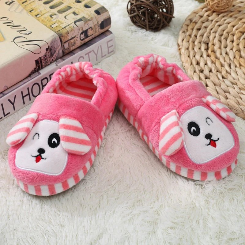 New Children Winter Shoes Toddler Girls Slippers Plush Warm Cartoon Puppy Home Gear Little Kid House Indoor Footwear Baby Items