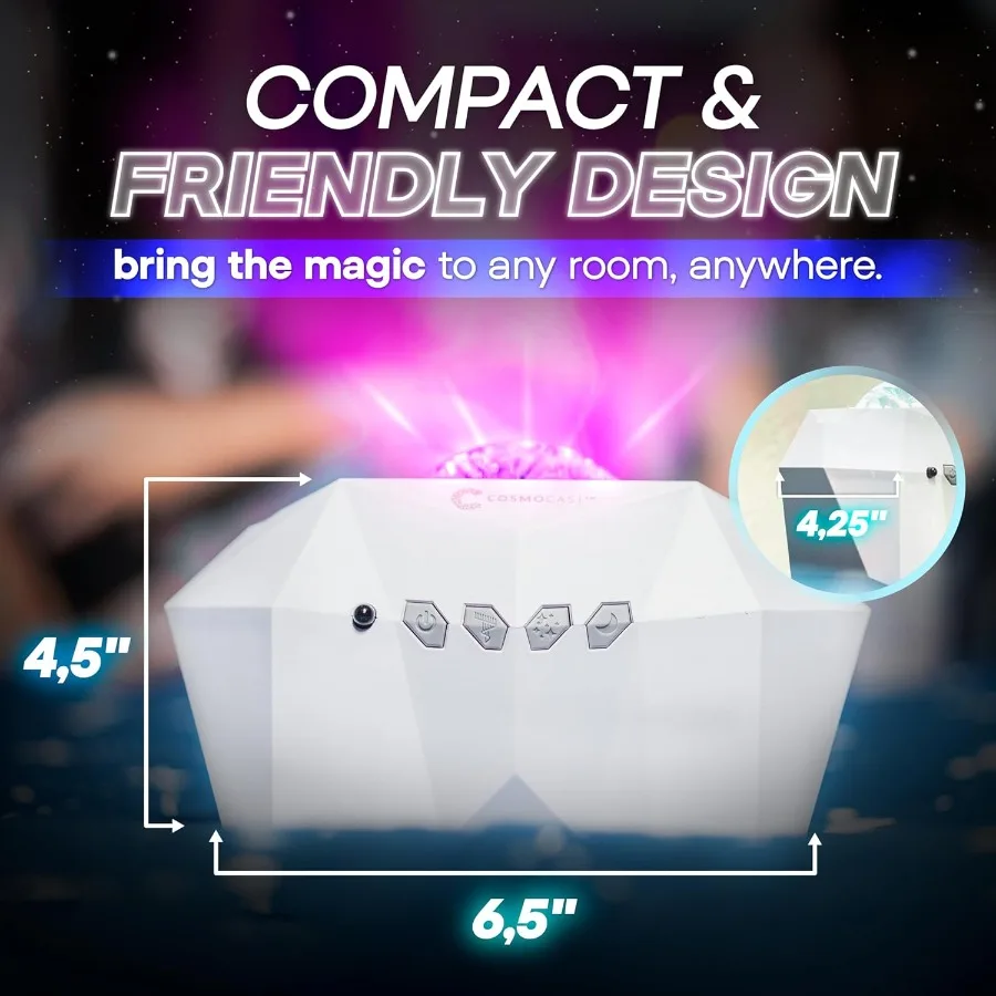جهاز عرض ضوء أورورا بورياليس لأجواء غرفة النوم، ضوء ليلي جالاكسي ستار مع إضاءة مزاج LED سديمية وتصميم قمر أزرق #2