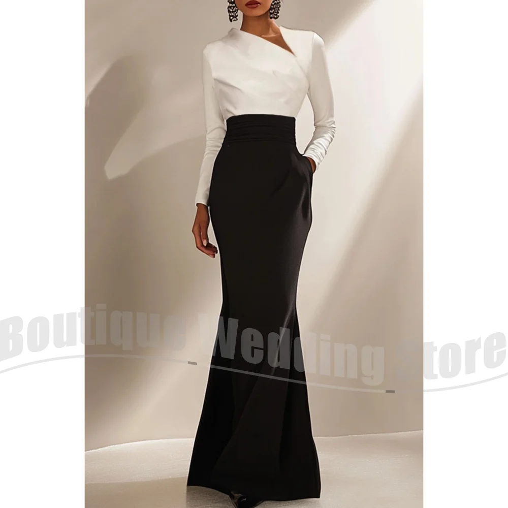 

Fashion Prom Dresses Long Sleeves Mermaid Women Evening Gowns Chic Floor Length Formal Business Casual Slim Party Dresses