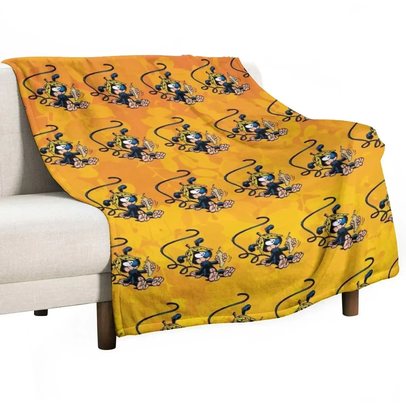 

Marsupilami baby eating banana / Orange design / Pattern Throw Blanket Beach Bed Fashionable Shaggy Blankets