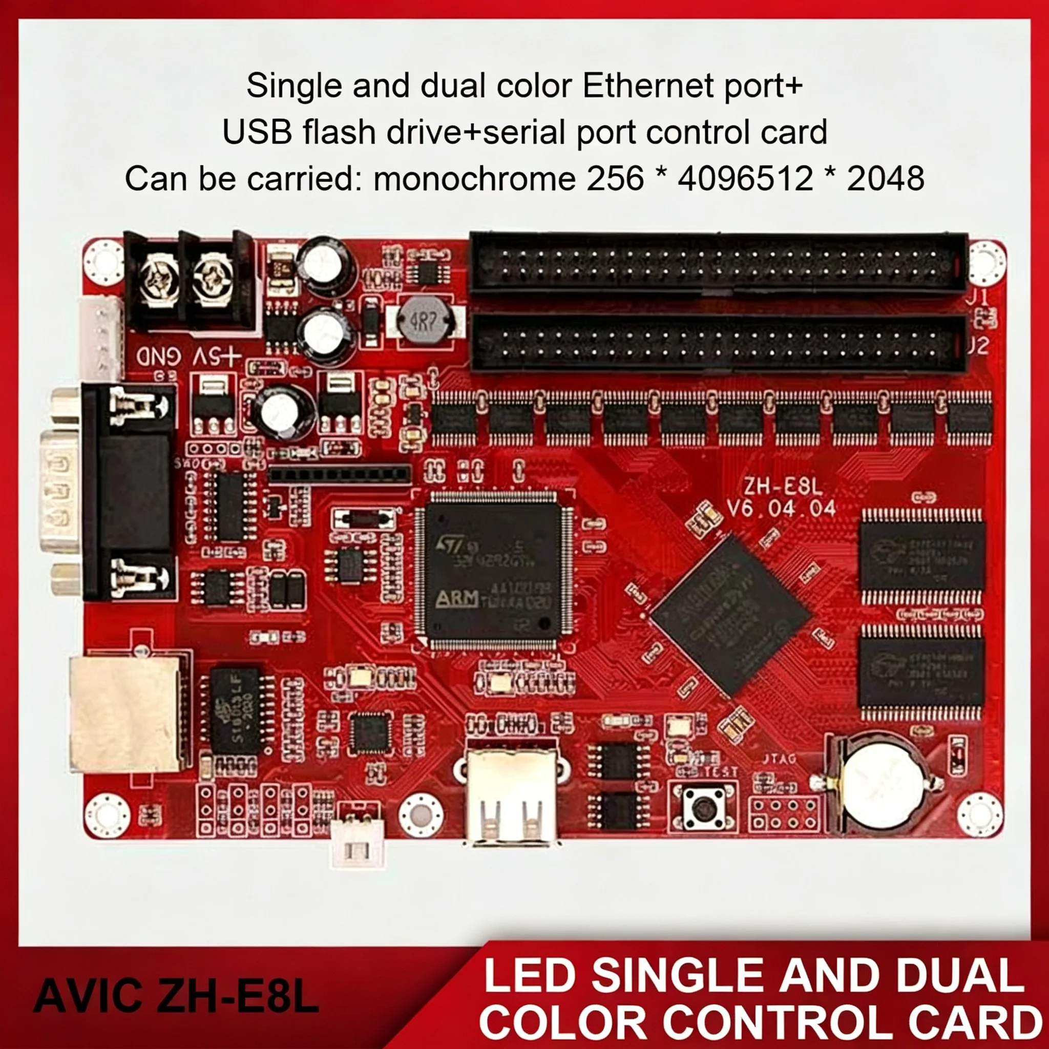 ZH-E8L Single Dual Color Control Card Ethernet Port USB Flash Drive Serial Port LED Screen Points 512x2048 Use