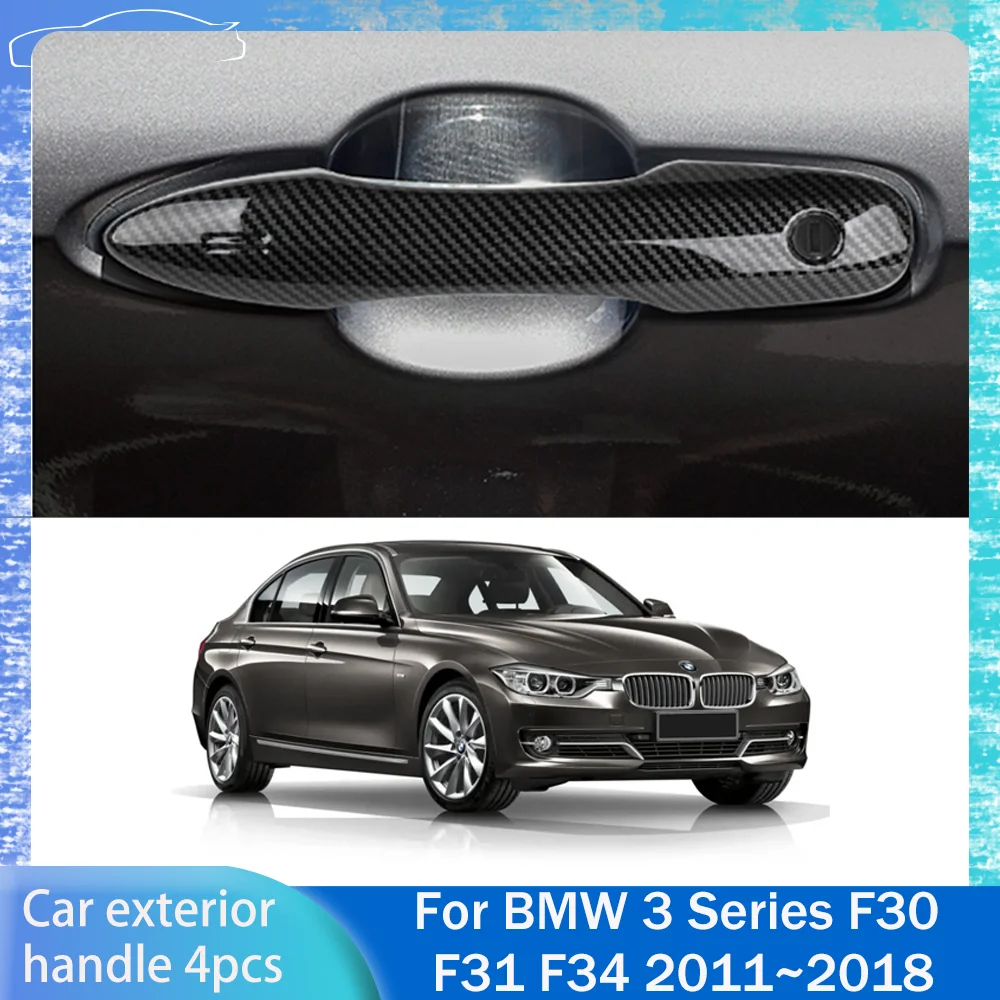 

For BMW 3 Series F30 2011~2018 Carbon Fiber Pattern LHD Exterior Door Handle Protective Cover Anti-scratch Decorative Accessorie