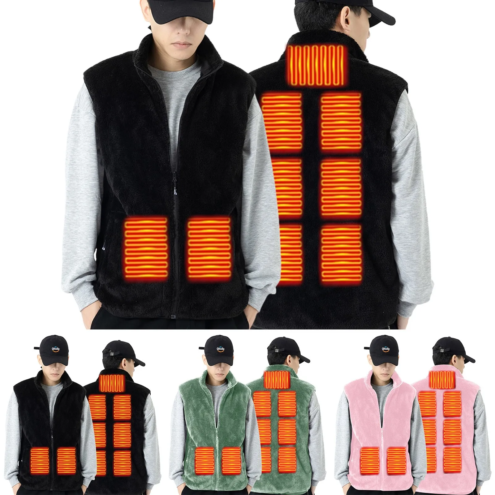 Men's Winter USB Smart Heated Vest 9 Zone Dual Control Can Adjust The Temperature Rapid Heating Women Outdoor Sports Outerwears