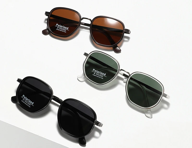 Peekaboo Polarisierte Sonnenbrille für Damen und Herren, TR90 Unisex Eckige Sonnenbrille, Halb-Metall TAC Sommer-Accessoire 2024 – Detail 1