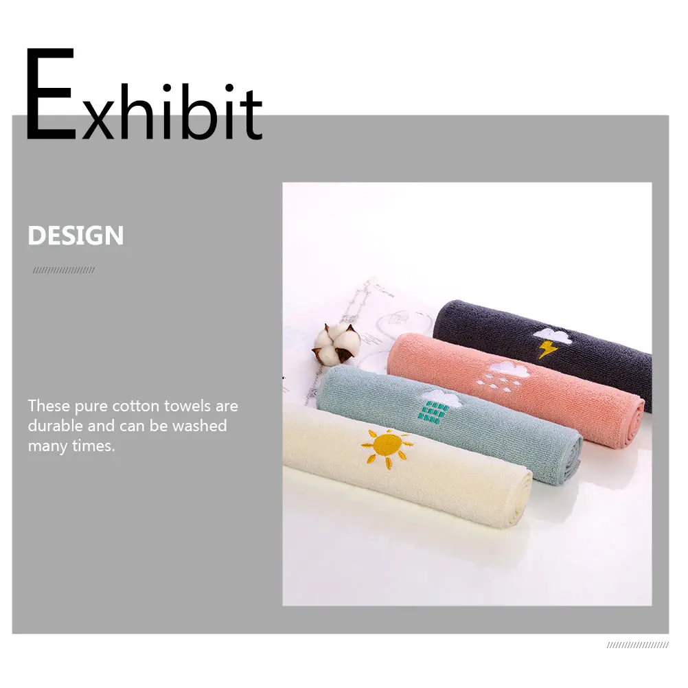 3 個の刺繍入り純綿タオル赤ちゃんの顔拭きハンドタオルソフトで耐久性のある小さな子供用タオル純綿タオル