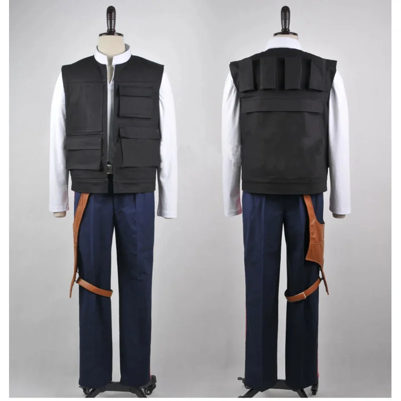 Custom Made Han Solo osplay Costume set top pant vest leg bag 11 OI3297