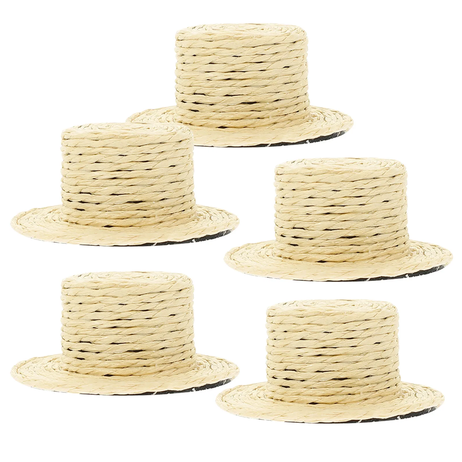 5 Piezas de Mini Sombreros de Paja, Sombreritos Tejidos Decorativos para Manualidades, Accesorios para Decoración del Hogar, Accesorios para Fotos, Adornos Creativos de Sombreros Pequeños