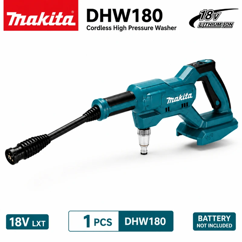 Original Makita DHW180 Tragbarer Hochdruckreiniger Kabellos 18V Akku-Reiniger Drahtlose Wasserspritzpistole für Auto LKW SUV Fahrrad Motorrad Garten Terrasse Zaun Außenreinigung Kompatibel mit Makita