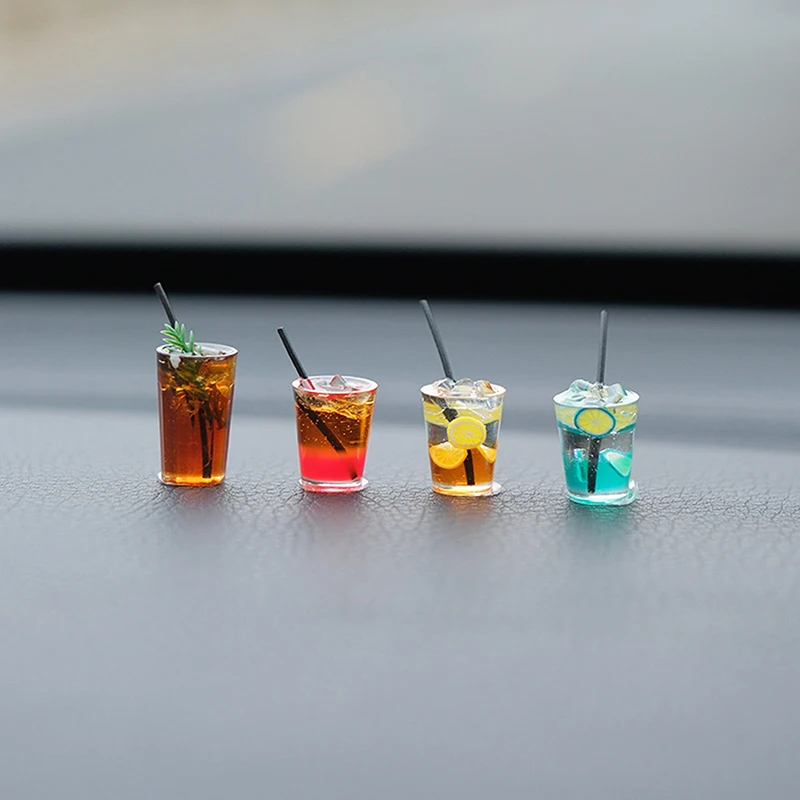 Funny Mini Drink Cup Car Ornaments Cute Simulation Iced Americano Iced Tea Drink Car Center Console Decorations Diy Crafts Gifts