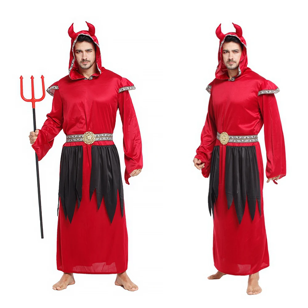 Halloween Männlicher Vampir Cosplay Kostüm mit Hemd/Hose/Weste/Umhang, Herren Karneval Party Teufel Dress Up