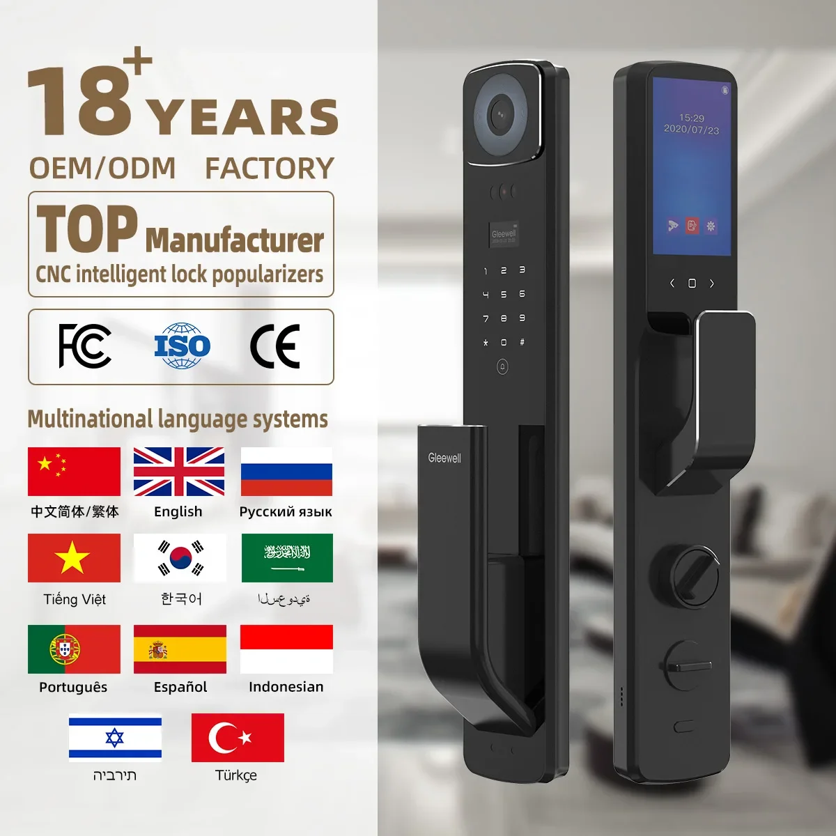 Tuya Smart Digital Door Lock, 3D Reconhecimento Facial, Vídeo Intercomunicador, Câmera Remota, Impressão Digital Biométrica, Fabricante Atacado