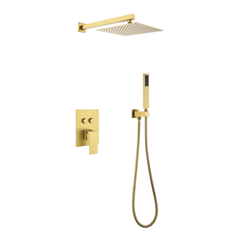 

Hot Sale Bathroom Hot Cold Water Brushed Gold Handheld Shower Rainfall Bathroom Faucet Shower Set Luxury Shower Faucet