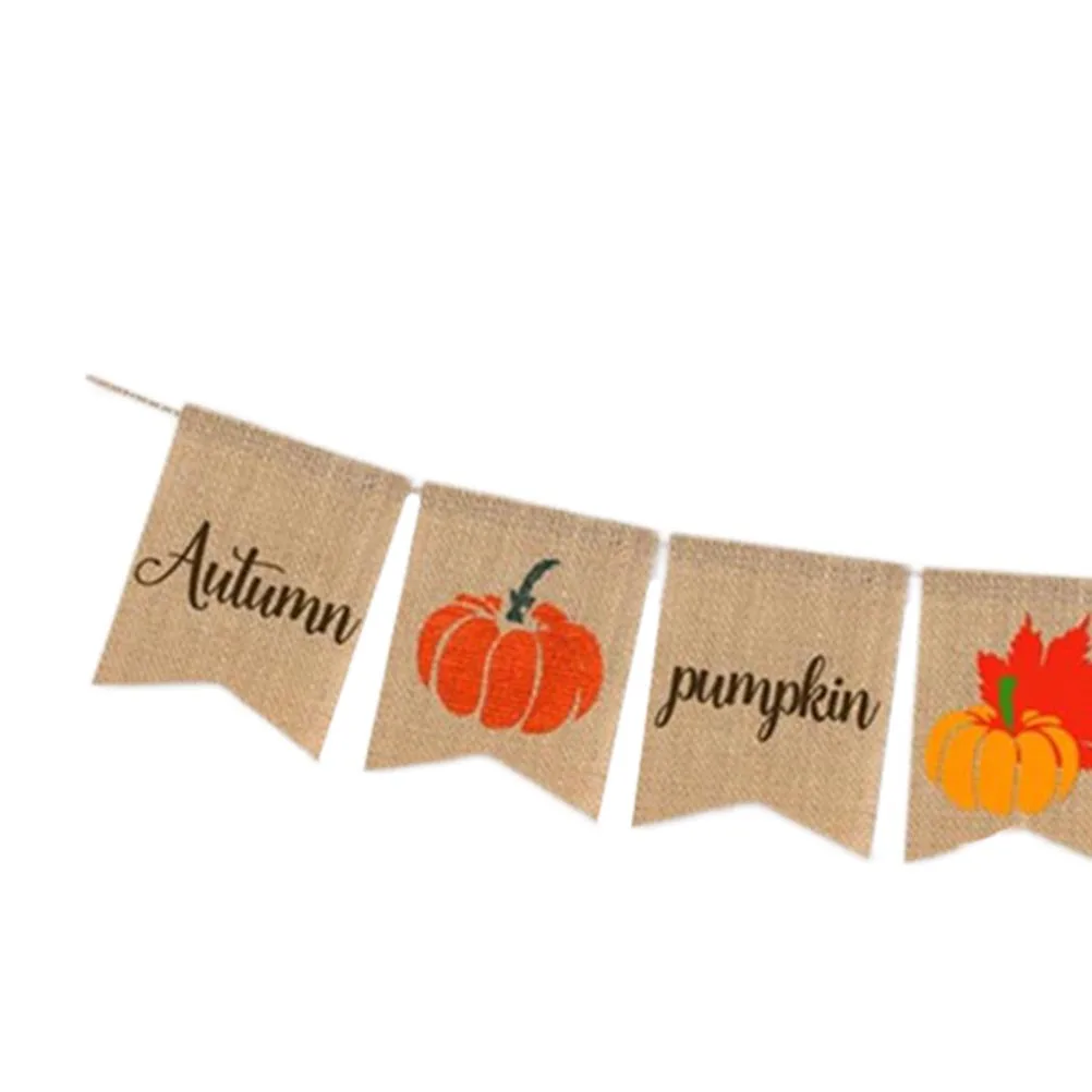 

Pumpkin Maple Decoration Party Banner Thanksgiving Pull The Flag Leaves for Bunting