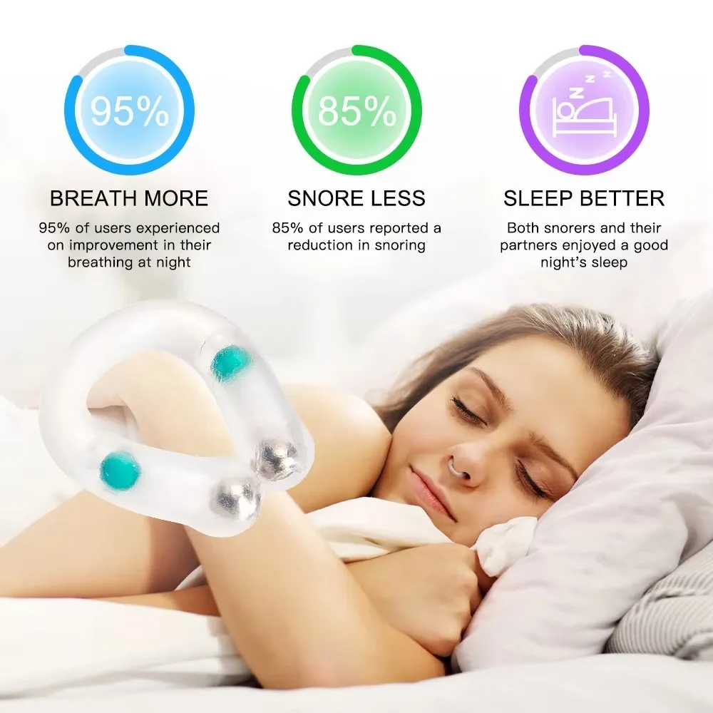 1pc New Silicone Magnetic Snoring Stopper Easy Breathe Sleepease Anti Snoring Device Reusable Improve Sleeping Nose Clip