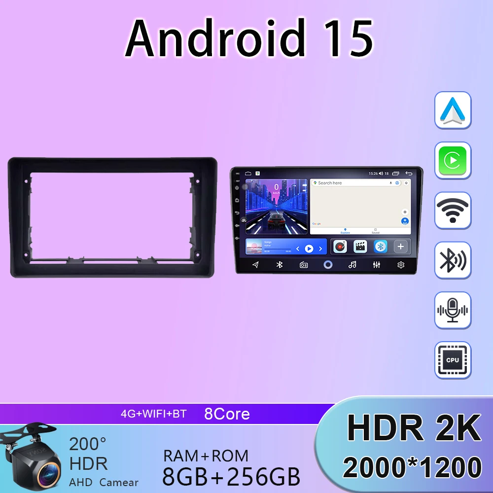5G WIFI For Fiat Panda 169 2003 2004 2005- 2012 4G Wireless Carplay Android 15 GPS Car Player 2K Multimedia Navigation Video BT