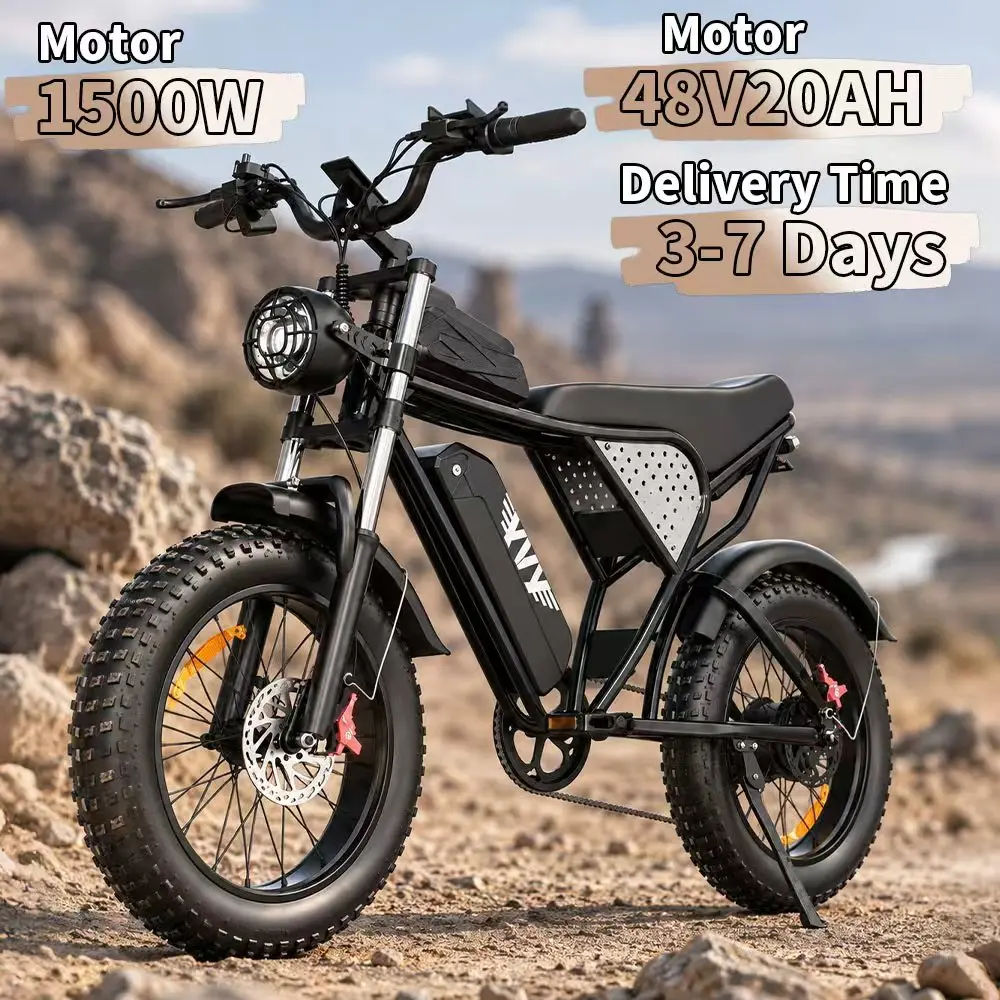 Bicicletta elettrica YVY C20, motore ad alta potenza da 1500 W, velocità massima di 55 km/h, batteria da 48 V e 21 Ah, doppi freni, pneumatici larghi da 20 pollici, autonomia estesa di 100 km, e-bike