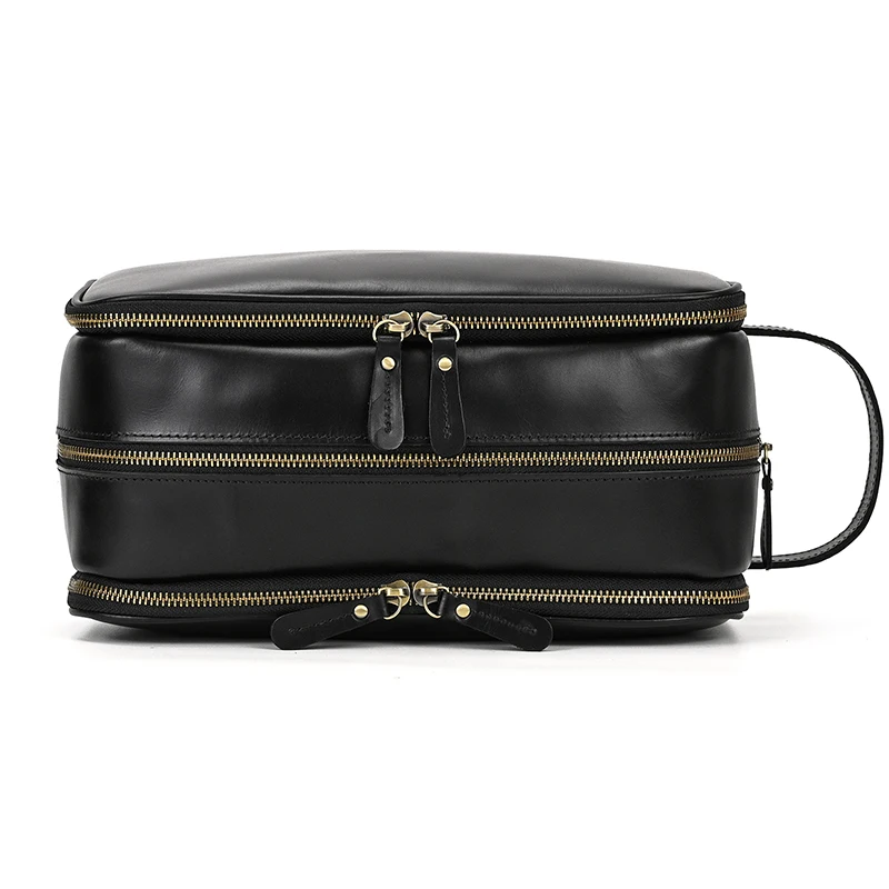 Borsa da viaggio da toilette in vera pelle per uomo donna borse per il trucco in stile di lusso nero borsa per il lavaggio maschile femminile borsa