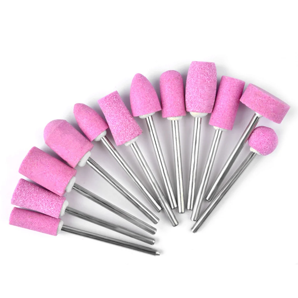 Kit de limes à ongles avec tête de meulage rose, 12 pièces, accessoires, suite d'outils