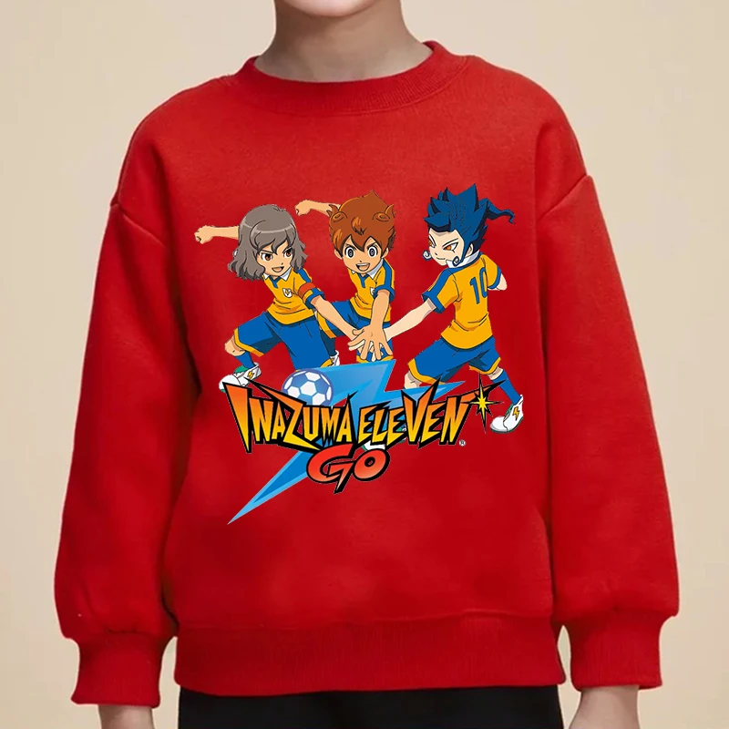 Inazuma Eleven Go Cartoon Print Kids Sweatshirts Crew Neck Tops Boys Girls Long Sleeve Casual Pullover Autumn Children Hoodie