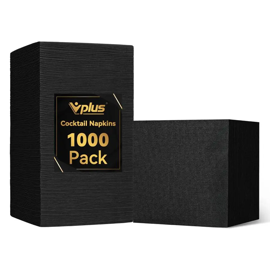

1000 Pack Black Cocktail Napkins, Elegant Beverage Napkins, 3Ply Disposable Paper Napkins 4.9x4.9 inch, Perfect for Restaurant,