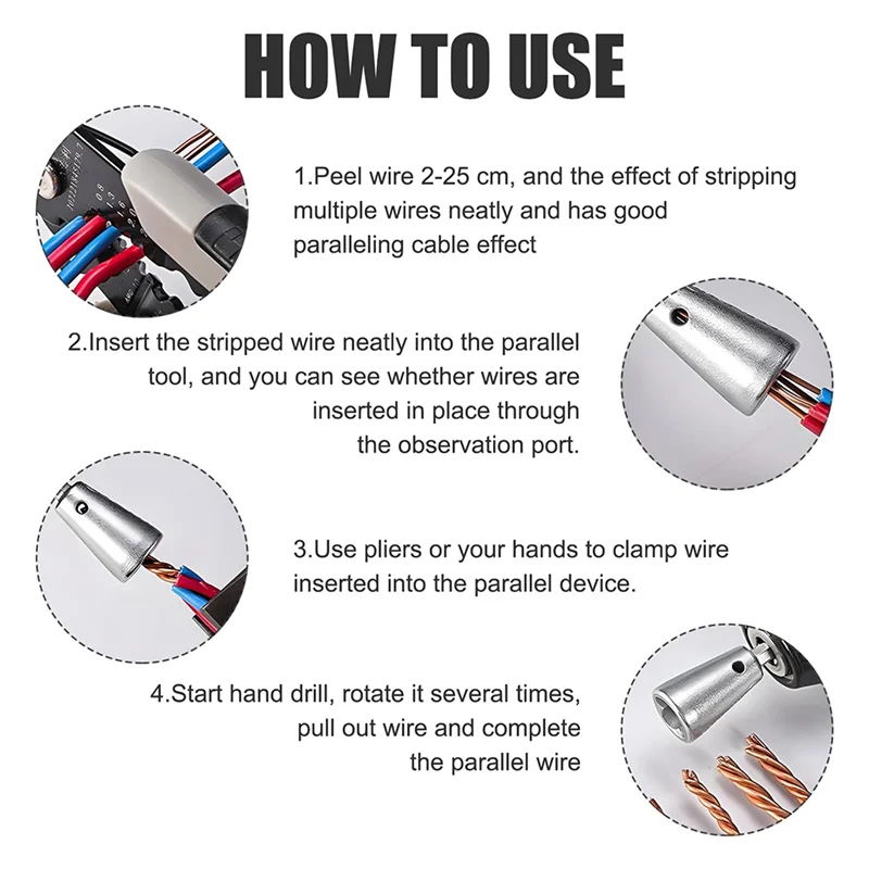 BHTS-Профессиональный набор инструментов для электрика-свистер для проволочных гаек (3 шт.), шестигранный хвостовик 1/4 дюйма, кабельный скручиватель 9-22 AWG для дрели